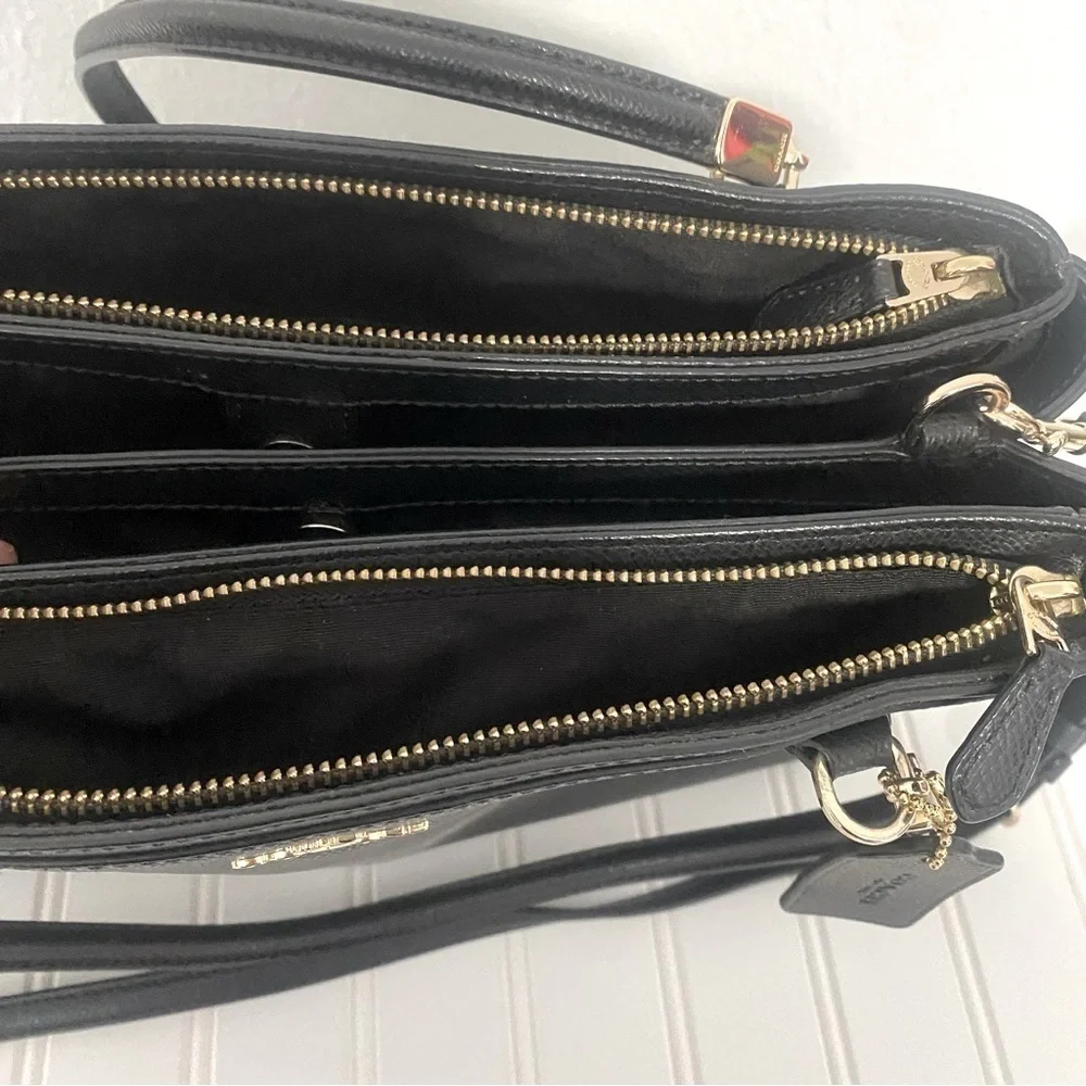 AUTHENTIC COACH CHRISTIE Carryall In Midnight Black Leather, Shoulder Tote Bag
